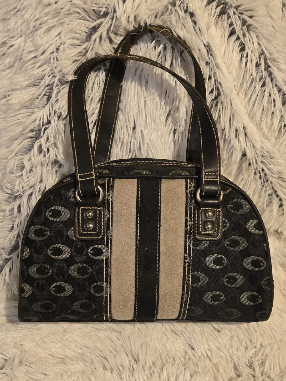 Black and Taupe Patterned Women's Tote Bag